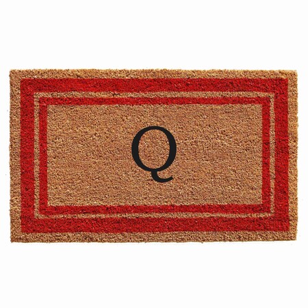 Monogram Door Mat, Natural, Red, 24 in W x 36 in L
